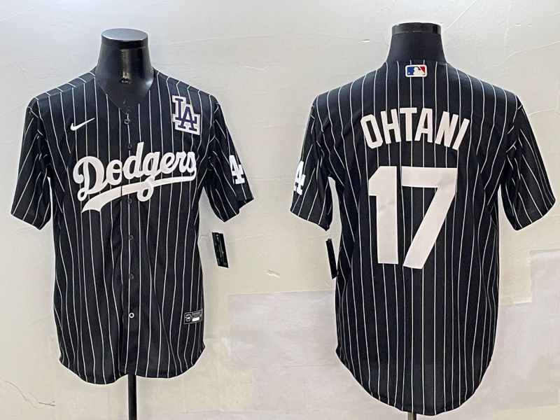 Men Los Angeles Dodgers #17 Ohtani Black Stripe Jointly Name 2025 Nike MLB Jersey style 7->los angeles dodgers->MLB Jersey